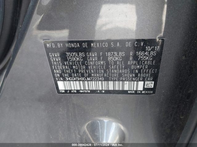 3HGGK5H90JM722349 Honda Fit Ex-l
