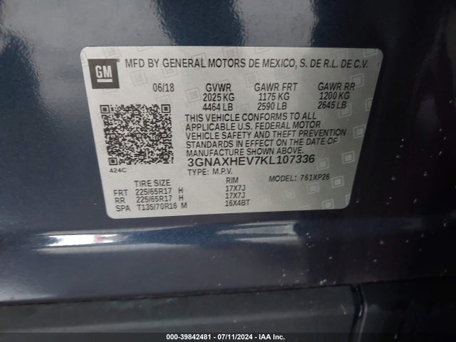 Chevrolet EQUINOX LS 2019 3GNAXHEV7KL107336 Image 9