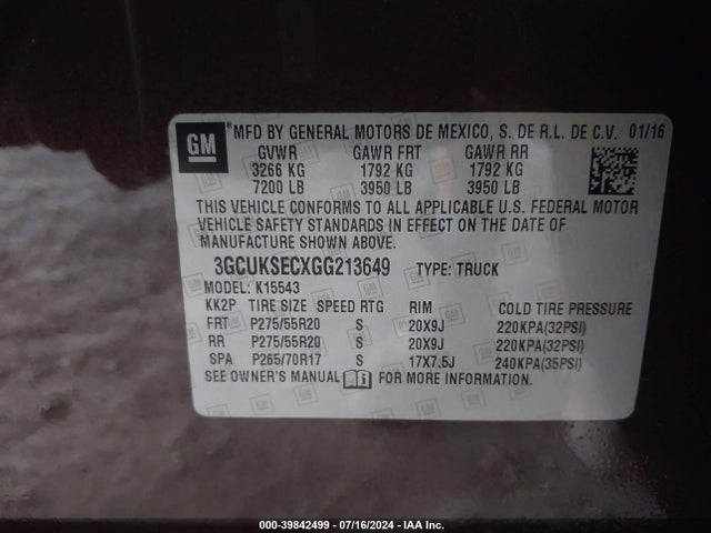 Chevrolet Silverado 1500 1lz 2016 3GCUKSECXGG213649 Image 9
