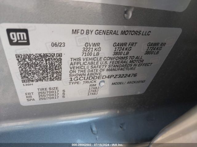 1GCUDDED4PZ322476 Chevrolet Silverado 1500 4wd  Standard Bed Lt
