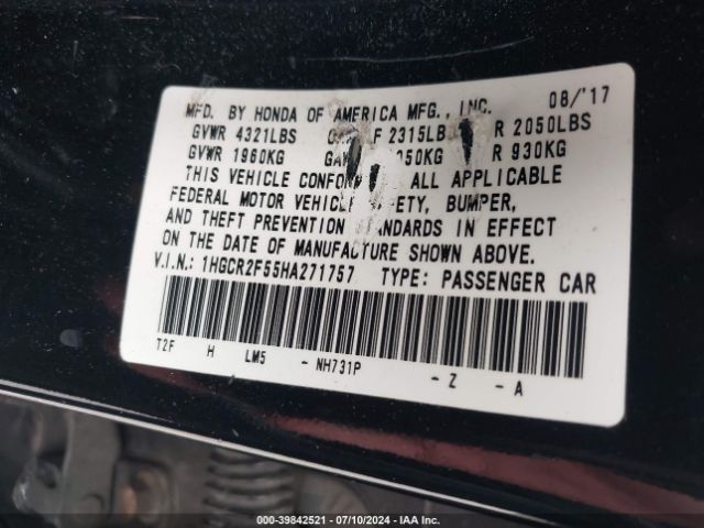 1HGCR2F55HA271757 Honda Accord Sport