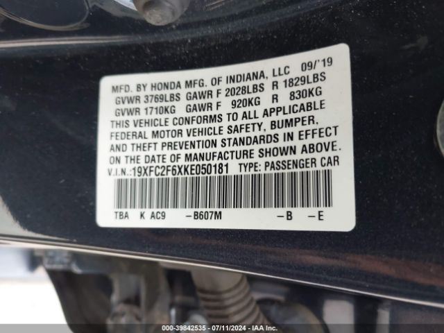 19XFC2F6XKE050181 Honda Civic Lx