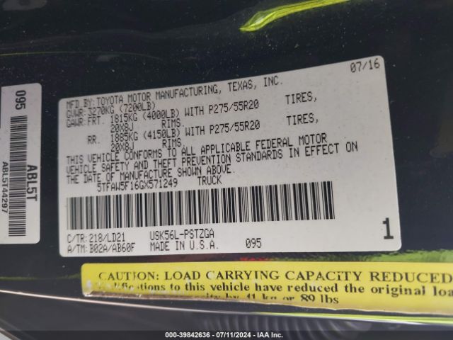 5TFAW5F16GX571249 Toyota Tundra 1794 5.7l V8