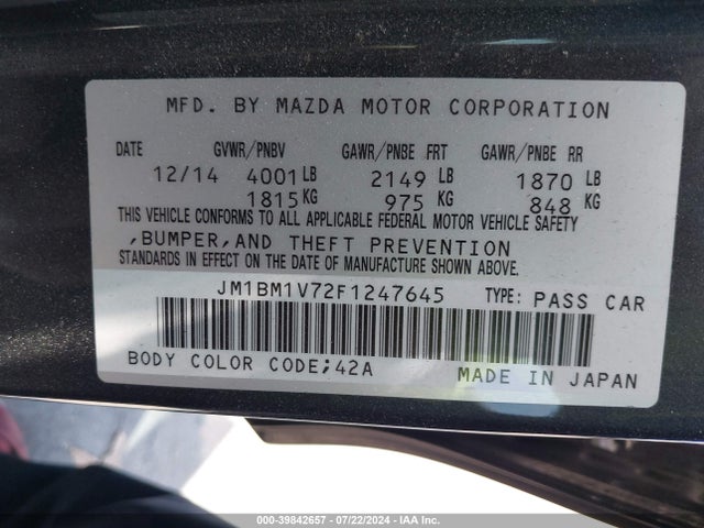 Mazda Mazda3 I Touring 2015 JM1BM1V72F1247645 Image 9
