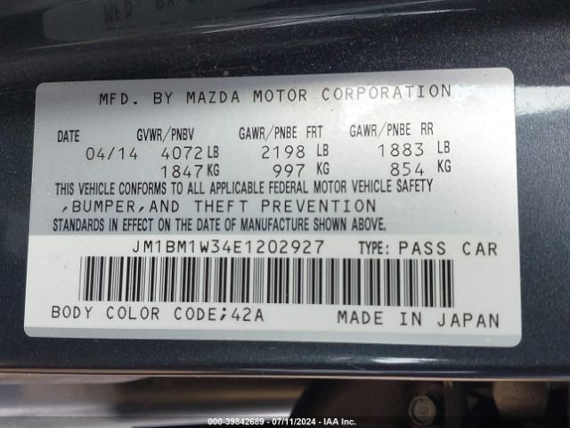 JM1BM1W34E1202927 Mazda Mazda3 S Grand Touring