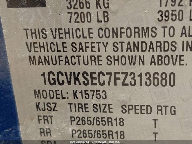 1GCVKSEC7FZ313680 Chevrolet Silverado 1500 1lz