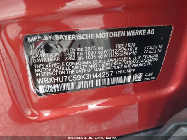 WBXHU7C59K3H44257 BMW X1 Sdrive28i
