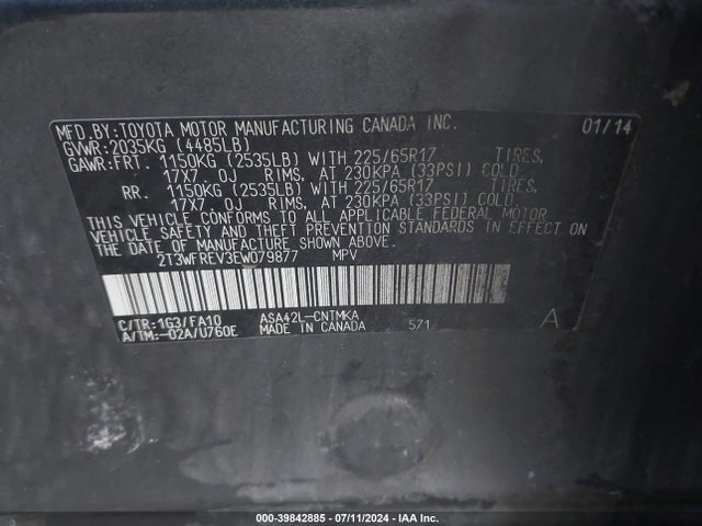 Toyota Rav4 Xle 2014 2T3WFREV3EW079877 Image 9