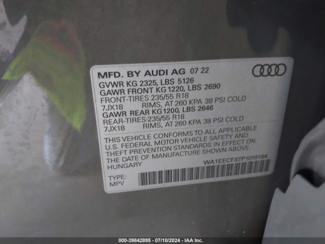 WA1EECF37P1019184 Audi Q3 Premium Plus 45 Tfsi S Line Quattro Tiptronic