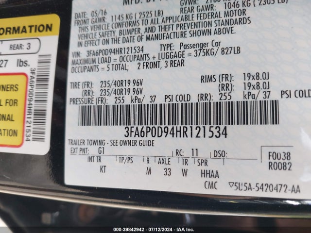 Ford Fusion Titanium 2017 3FA6P0D94HR121534 Image 9