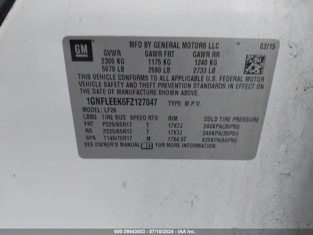 Chevrolet EQUINOX LS 2015 1GNFLEEK6FZ127047 Image 9