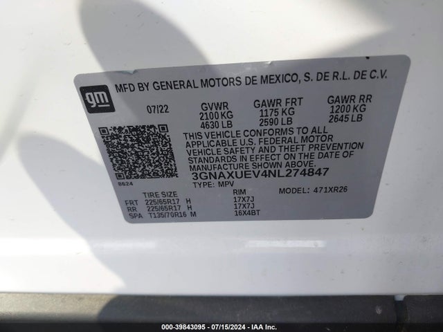 Chevrolet Equinox Awd Lt 2022 3GNAXUEV4NL274847 Image 9