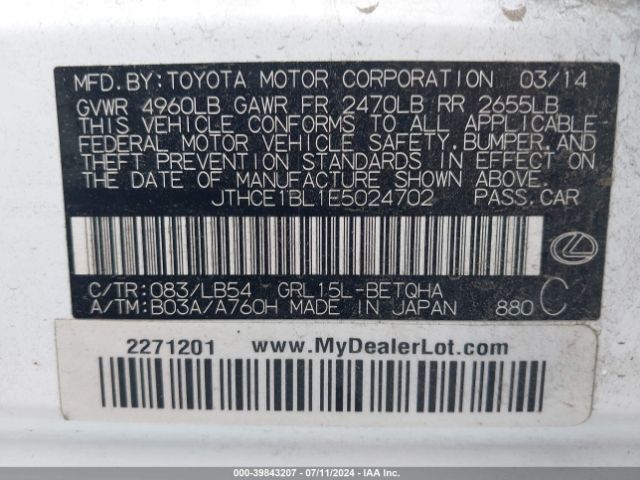 JTHCE1BL1E5024702 Lexus GS 350
