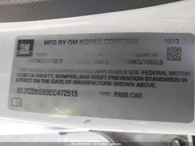 KL8CD6S93EC472515 Chevrolet Spark 1lt Auto