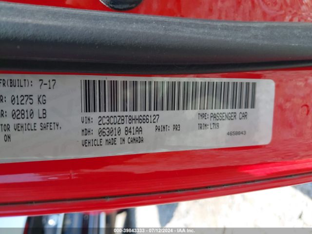 2C3CDZBT8HH666127 Dodge Challenger R/t