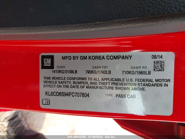 Chevrolet Spark 1lt Cvt 2015 KL8CD6S94FC707604 Image 9