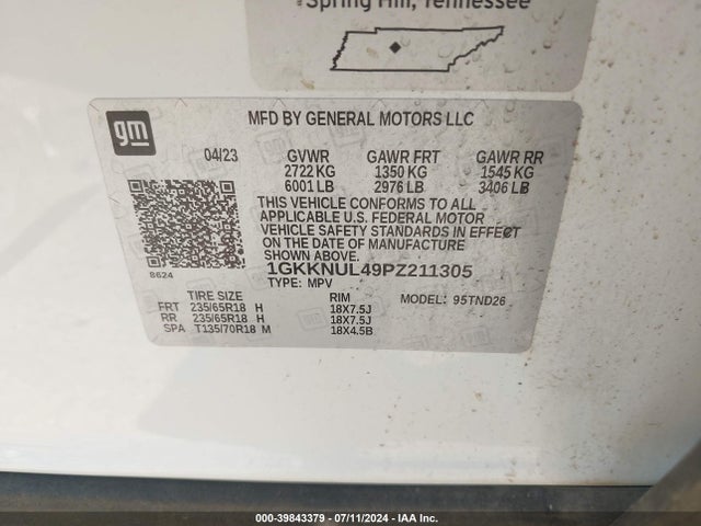 GMC Acadia Awd Slt 2023 1GKKNUL49PZ211305 Image 9
