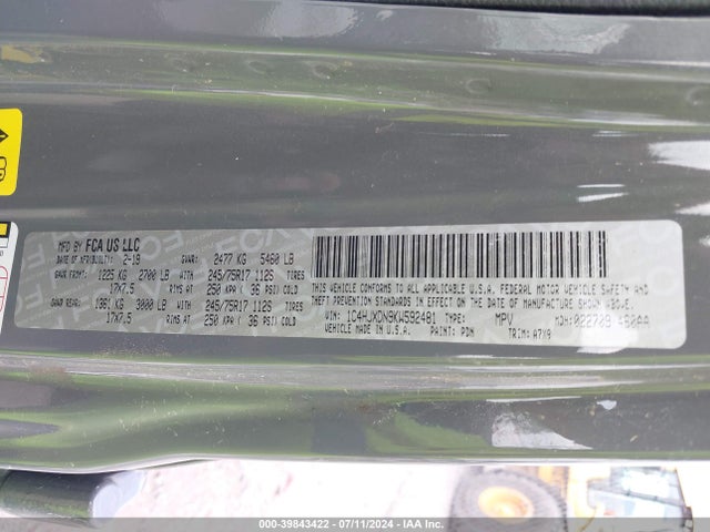 1C4HJXDN9KW592481 Jeep Wrangler Unlimited Sport S 4x4