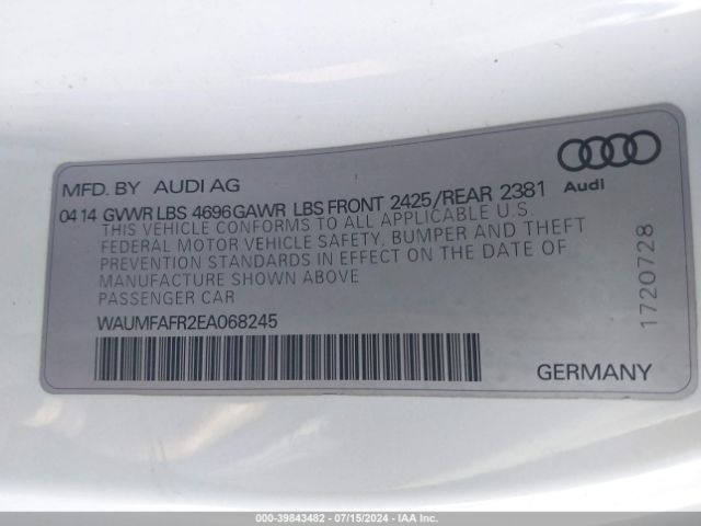 WAUMFAFR2EA068245 Audi A5 2.0t Premium