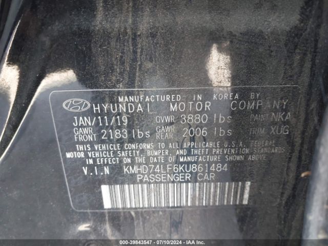 KMHD74LF6KU861484 Hyundai ELANTRA SE