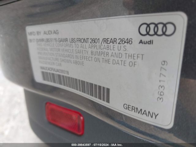 WAUC4CF56JA039318 Audi S5 3.0t Premium Plus