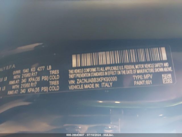 ZACNJABB3KPK90090 Jeep Renegade Latitude Fwd