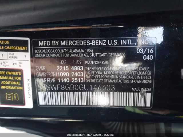 55SWF8GB0GU146603 Mercedes-Benz Amg C 63