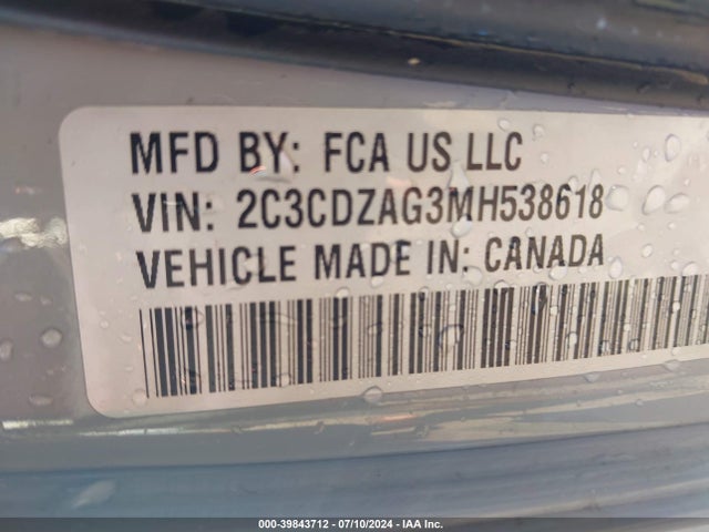 Dodge Challenger Sxt 2021 2C3CDZAG3MH538618 Image 9
