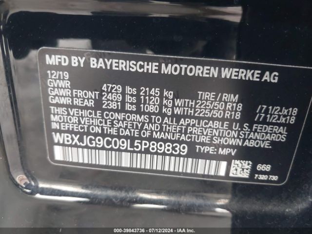 WBXJG9C09L5P89839 BMW X1 Xdrive28i