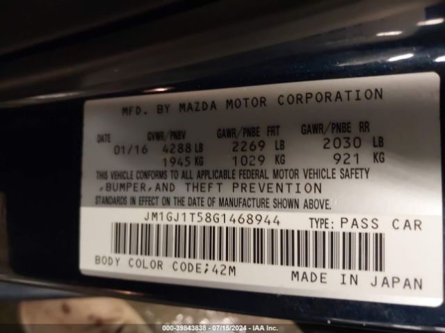 JM1GJ1T58G1468944 Mazda Mazda6 I Touring