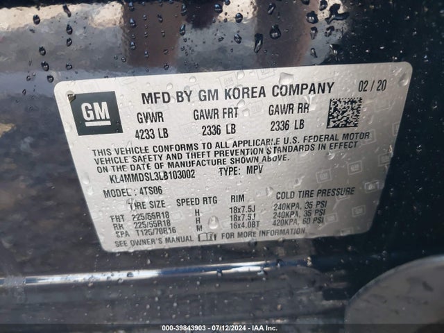 KL4MMDSL3LB103002 Buick Encore Gx Fwd Select