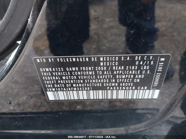3VW1K7AJXFM342881 Volkswagen Jetta 2.0l S