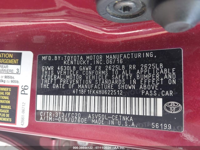 Toyota CAMRY LE 2017 4T1BF1FK4HU622512 Image 9