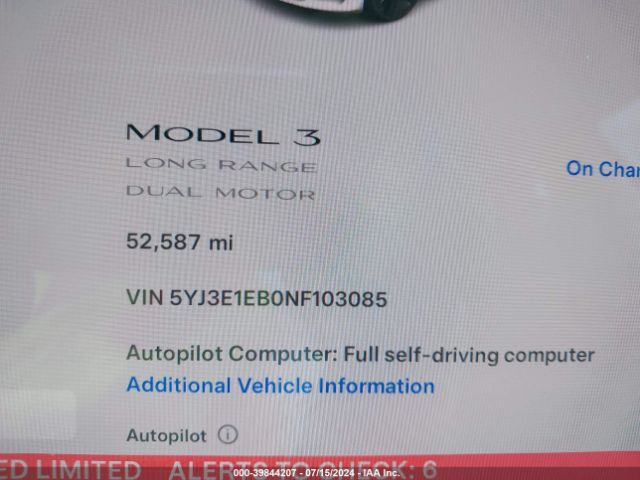 5YJ3E1EB0NF103085 Tesla Model 3 Long Range Dual Motor All-wheel Drive