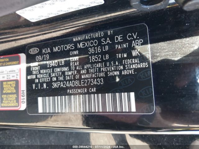 3KPA24AD8LE273433 KIA RIO S