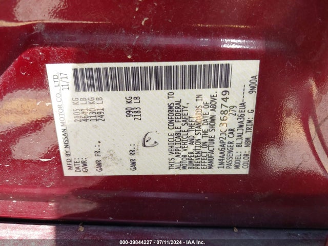 Nissan Maxima 3.5 Sv 2018 1N4AA6AP2JC368749 Image 9