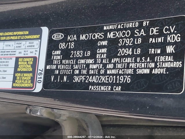 KIA Forte Lxs 2019 3KPF24AD2KE011976 Image 9