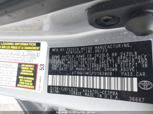 4T1K61AK5PU183908 Toyota CAMRY XSE