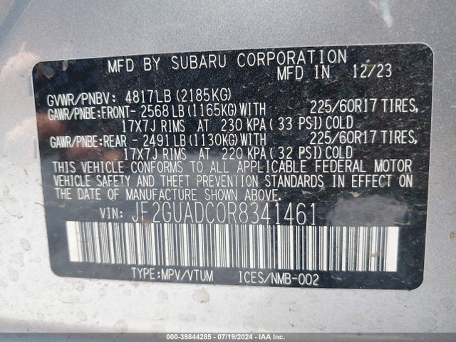 Subaru Crosstrek Premium 2024 JF2GUADC0R8341461 Image 9