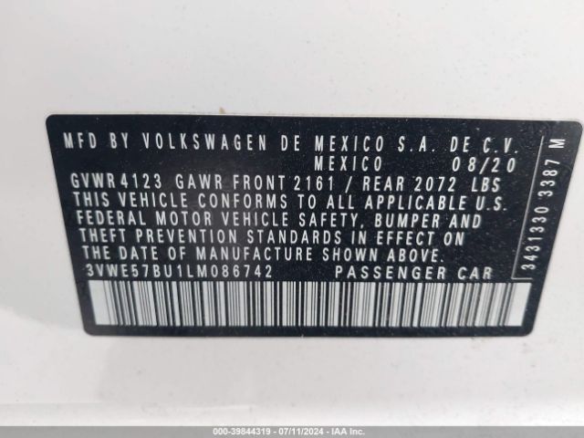 3VWE57BU1LM086742 Volkswagen Jetta 1.4t Sel