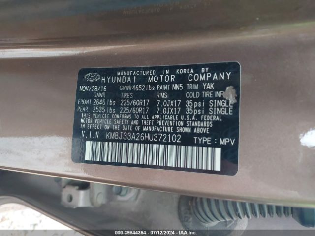 KM8J33A26HU372102 Hyundai Tucson Eco