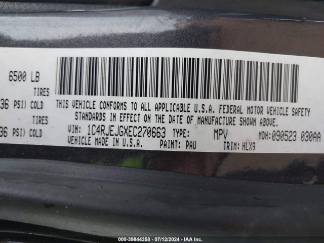 1C4RJEJGXEC270663 Jeep Grand Cherokee Summit