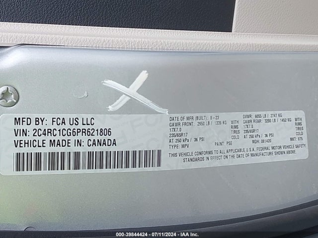 2C4RC1CG6PR621806 Chrysler Voyager Lx