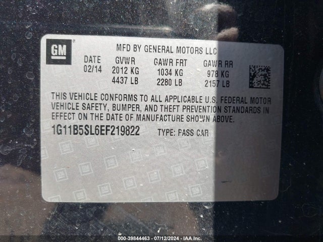 Chevrolet Malibu 1ls 2014 1G11B5SL6EF219822 Image 9