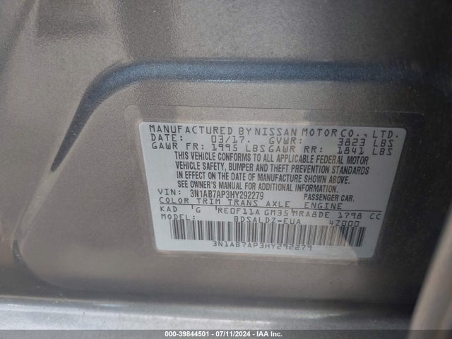Nissan SENTRA SV 2017 3N1AB7AP3HY292279 Image 9