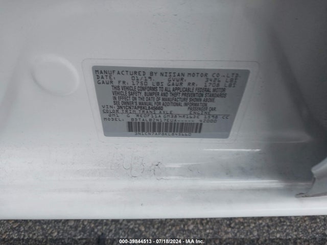 Nissan Versa 1.6 Sv 2019 3N1CN7AP8KL845660 Image 9