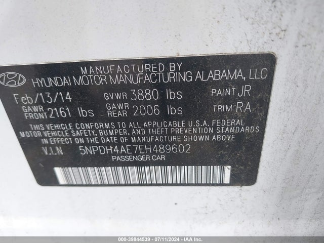 Hyundai ELANTRA SE 2014 5NPDH4AE7EH489602 Image 9