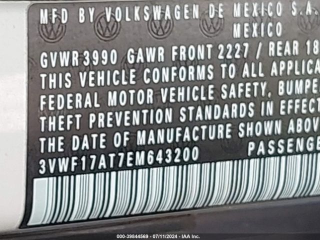 3VWF17AT7EM643200 Volkswagen Beetle 1.8t Entry