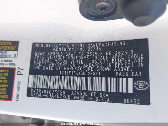 Toyota CAMRY SE 2016 4T1BF1FKXGU527581 Image 9