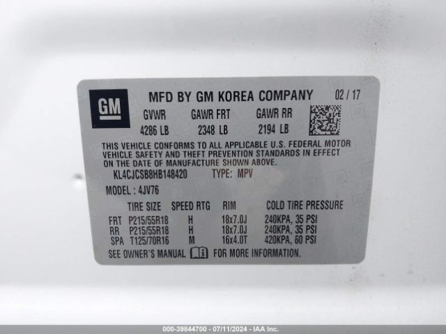 KL4CJCSB8HB148420 Buick Encore Essence